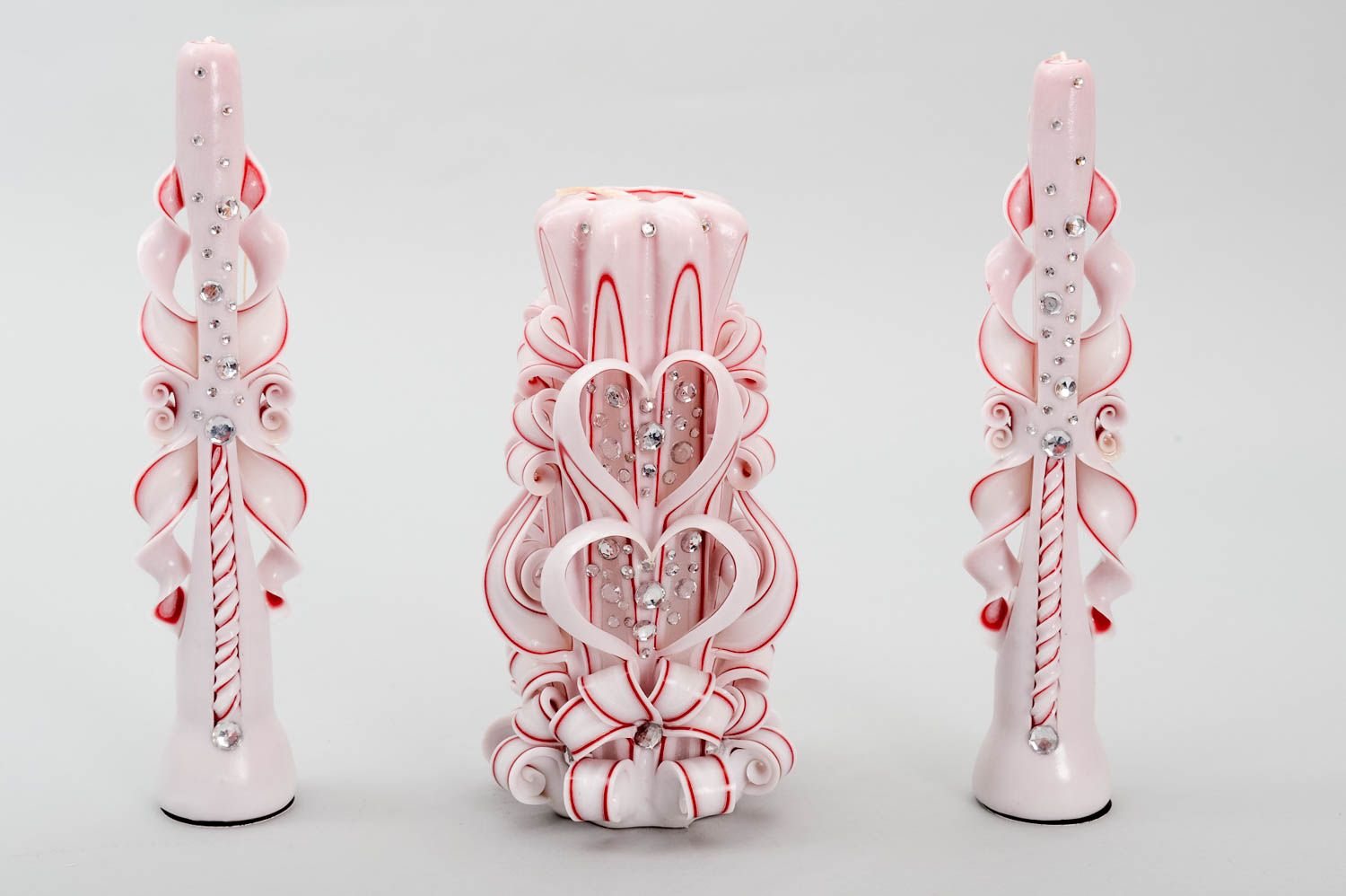 Velas de parafina hechas a mano rosadas elementos decorativos regalo original foto 4