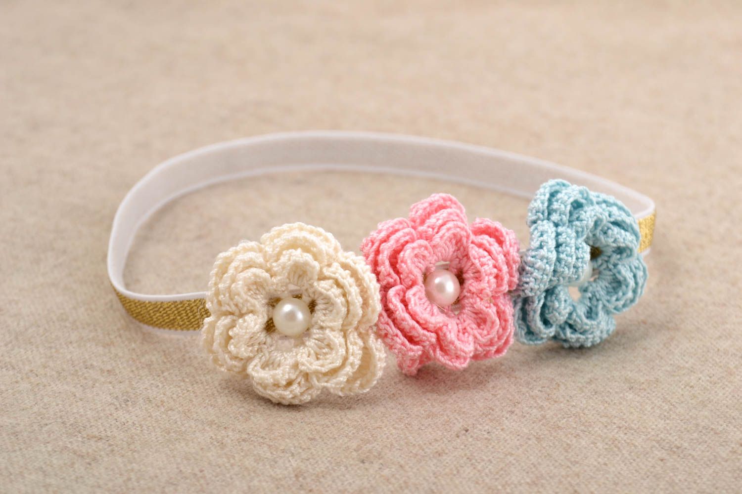 Handgemachter Schmuck Haarband bunt Haar Schmuck Accessoire für Haare mit Blumen foto 1