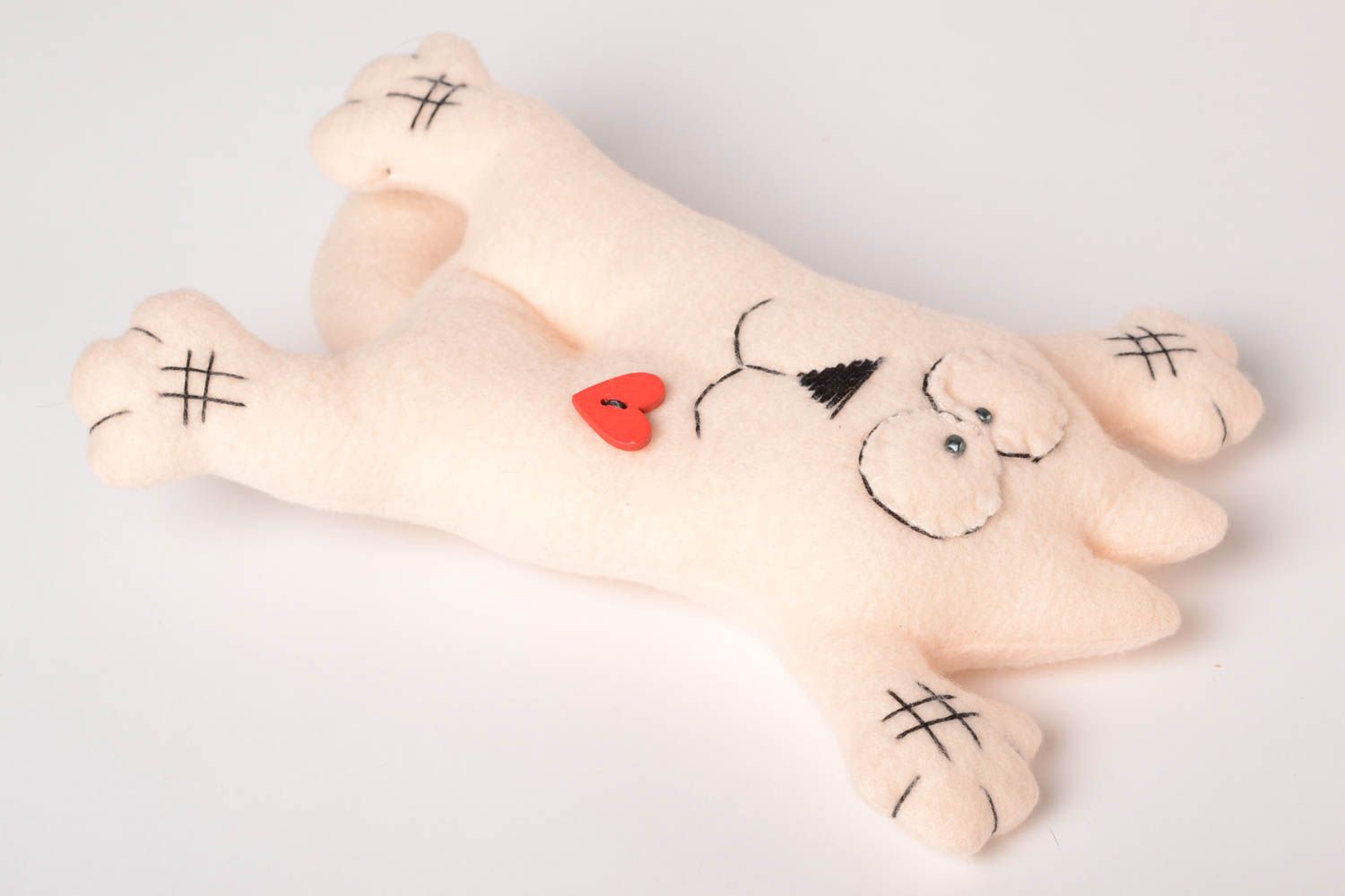 Kuscheliges Spielzeug handmade Katze Kuscheltier Spielsache für Kinder weiß foto 3