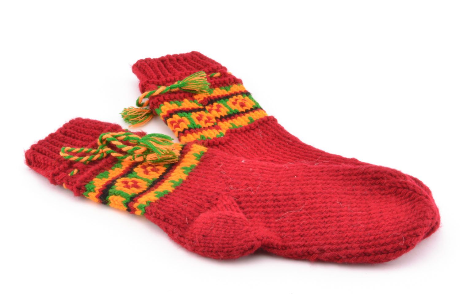 Chaussettes tricotées main en laine naturelle photo 3