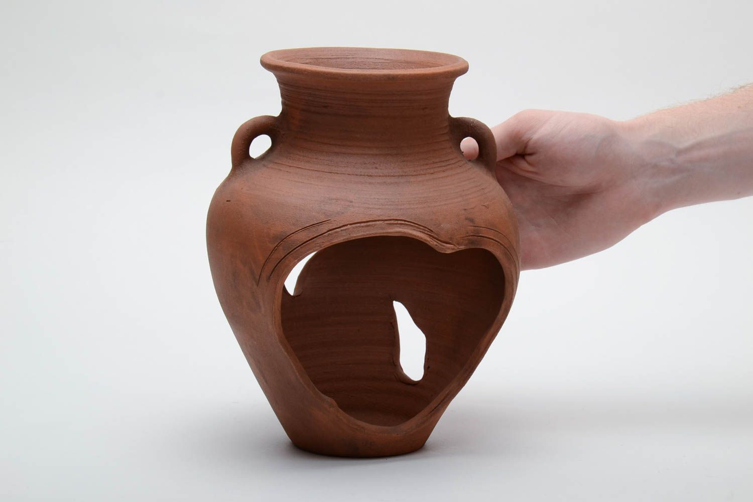 Vaso in ceramica fatto a mano vaso per fiori di argilla decorazione etnico foto 5