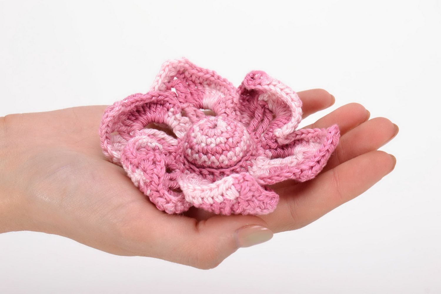Brooch, knitted from cotton Flower  photo 5
