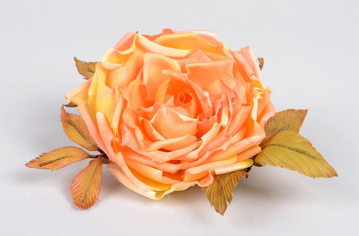 Grosse Broche fleur rose thé faite main en soie naturelle Cadeau pour femme photo 1