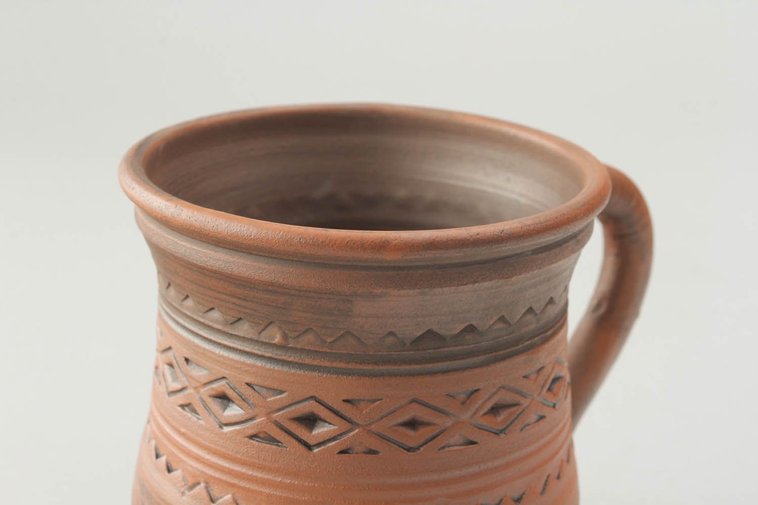 8 oz clay not a glazed cup for coffee drinking with rustic pattern and handle photo 3