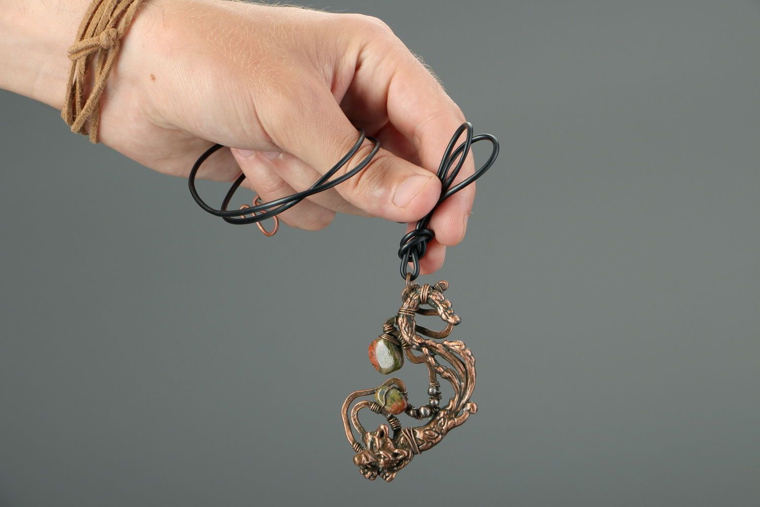 Copper pendant with unakite photo 5
