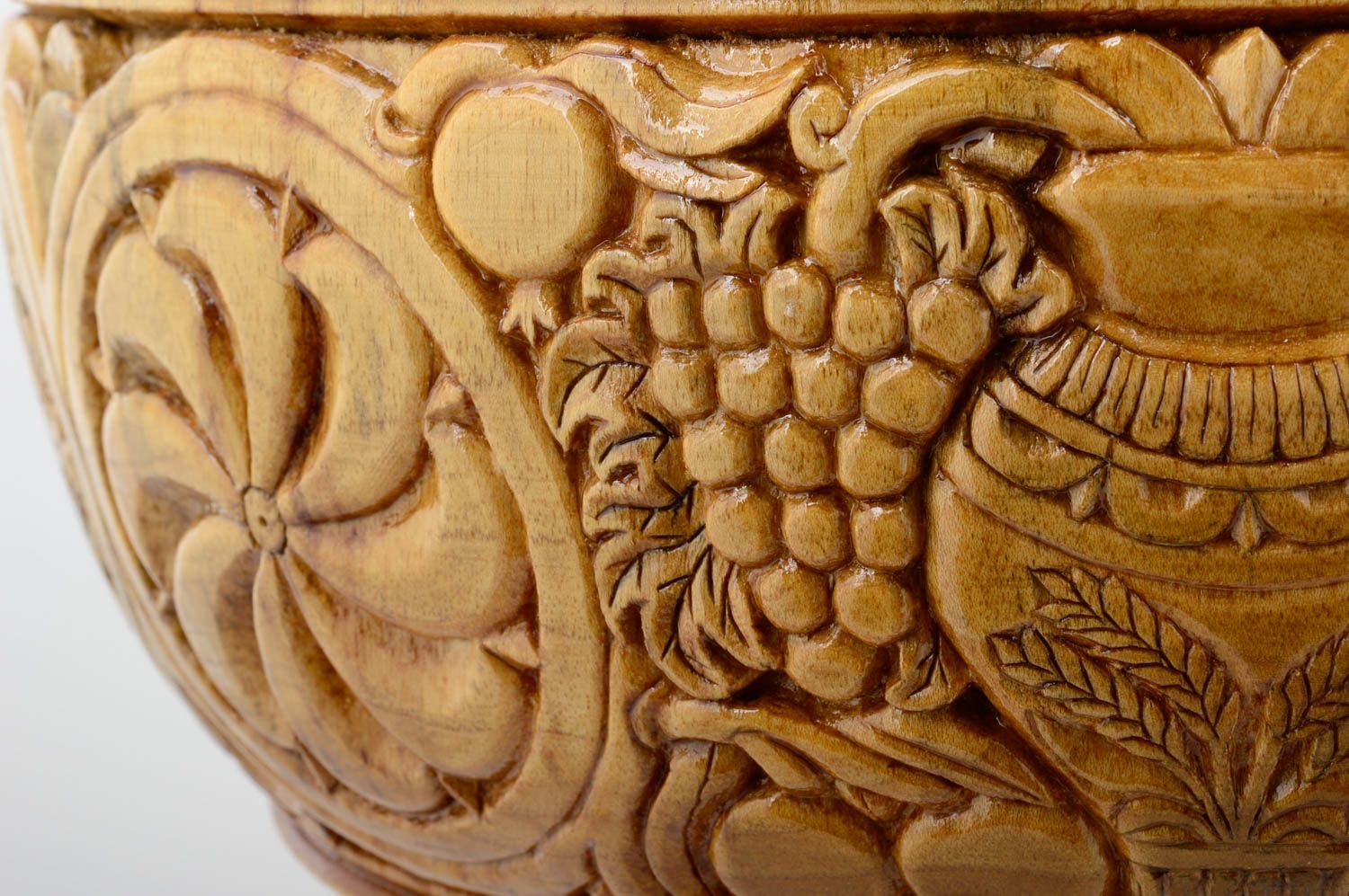 Copa decorativa artesanal jarrón de madera tallado decoración de interior   foto 4