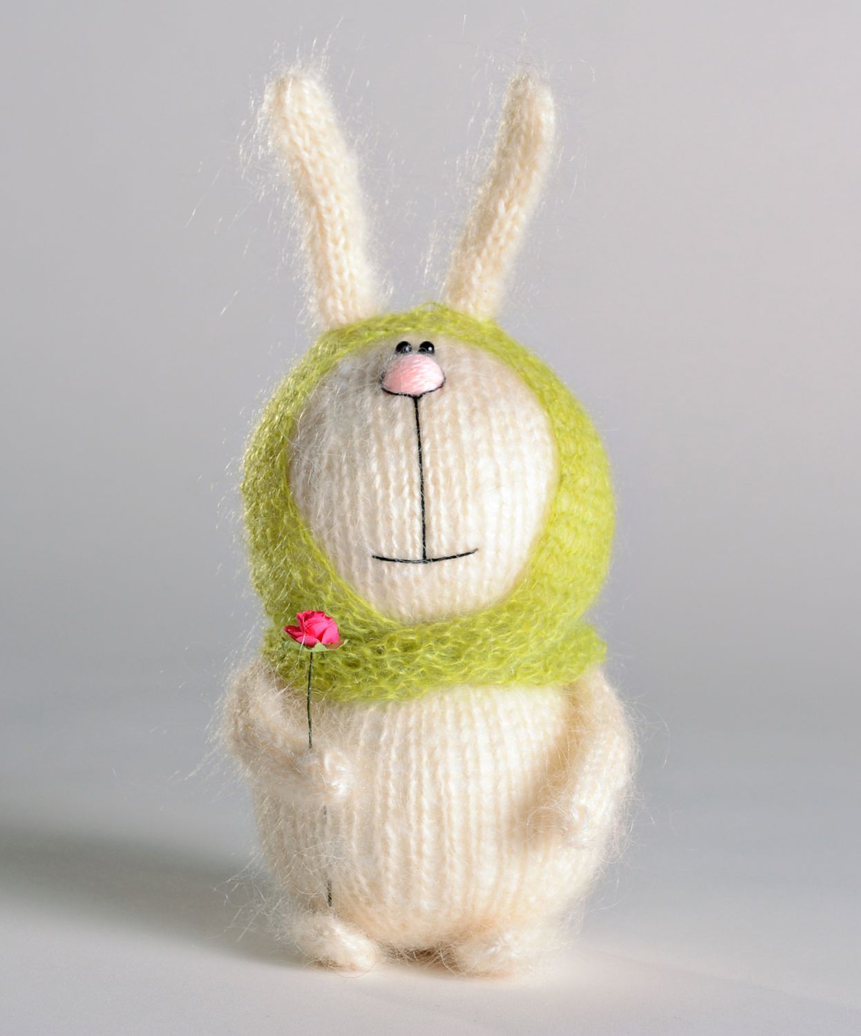Toy knitted with mohair threads Hare photo 5