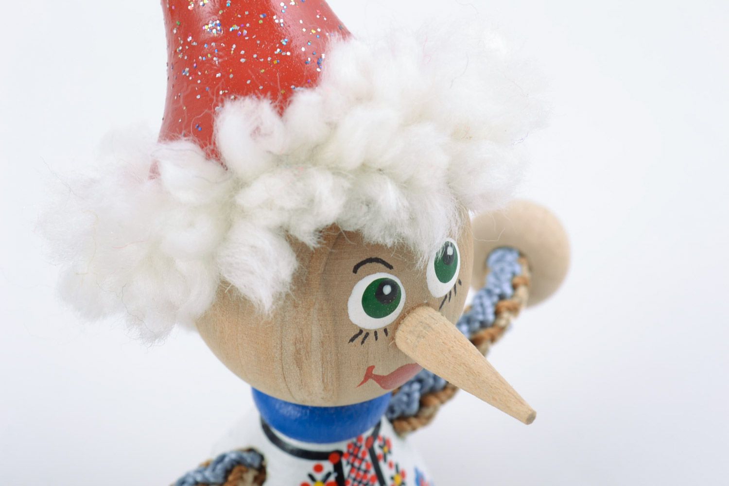 Jouet en bois écologique Pinocchio fait main peint cadeau original pour enfant photo 3