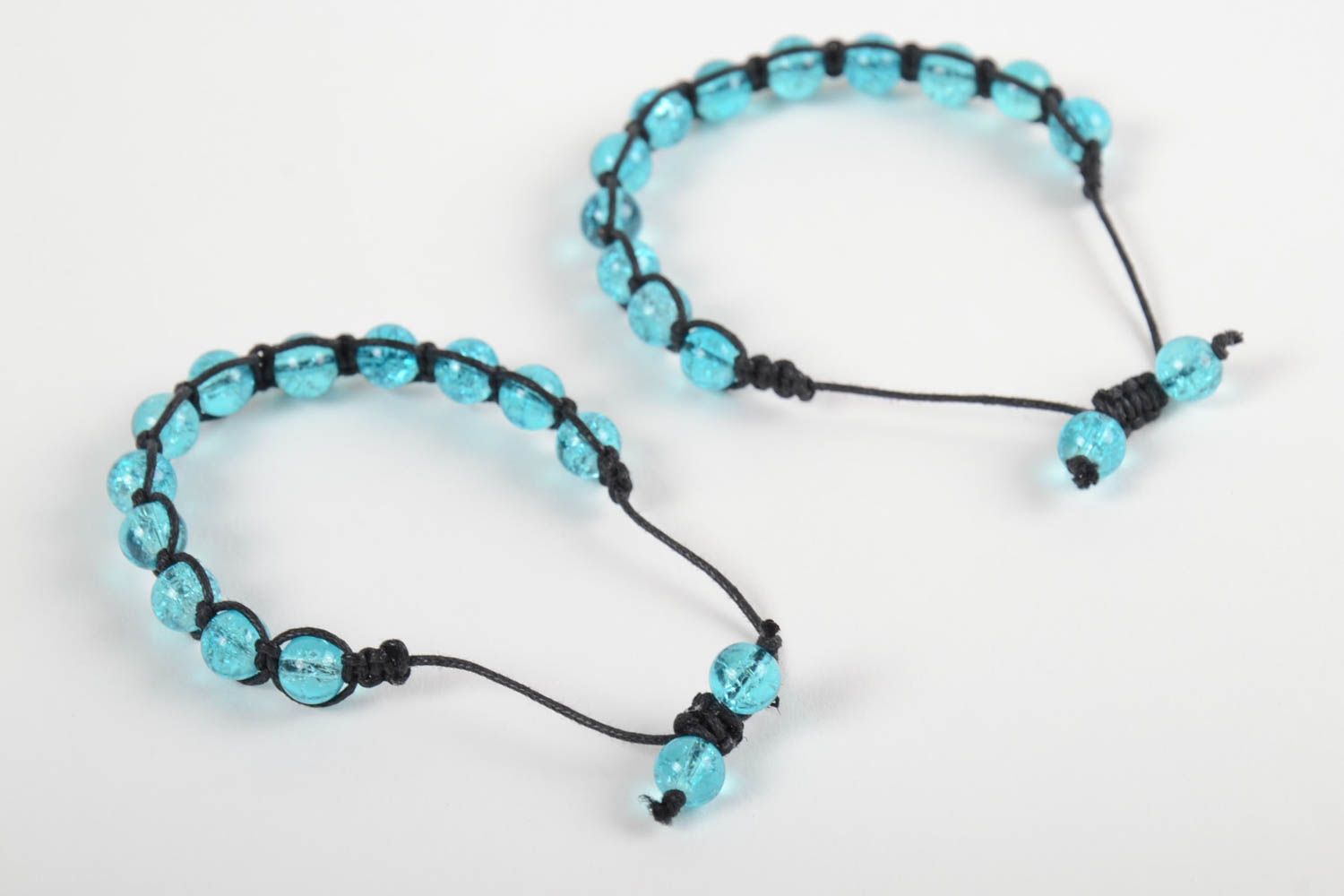 Bracelets textiles Bijoux fait main Accessoires femme 2 pièces perles en verre photo 3