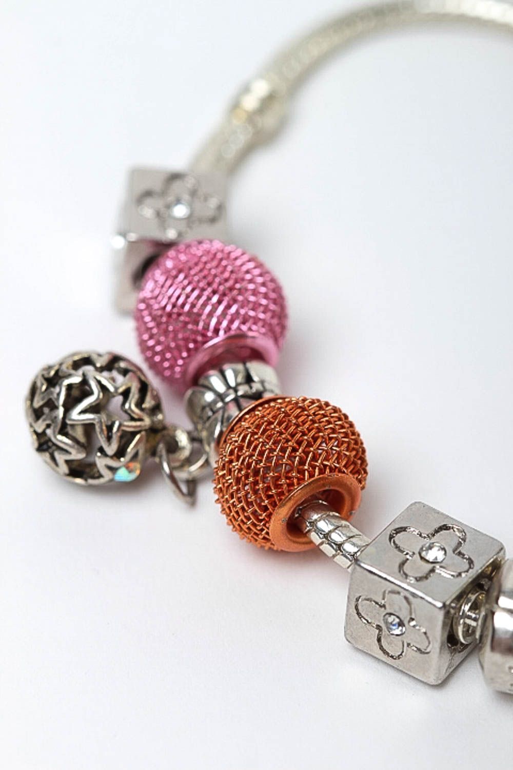 Bracelet métal Bijou fait main perles fantaisie pendeloque Accessoire mode photo 3