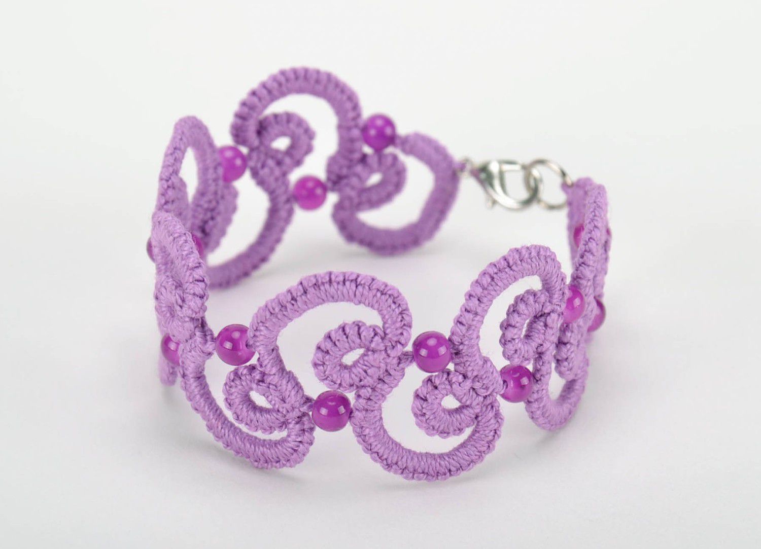 Bracelet tressé lilas fait main photo 1
