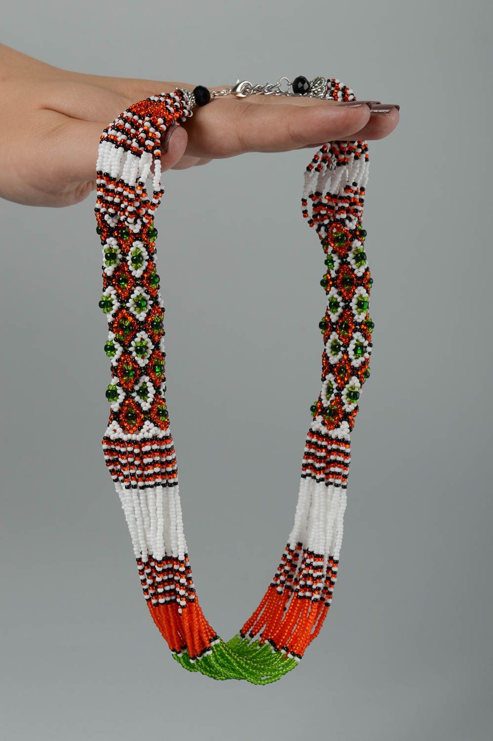 Handmade necklace in ethnic style unusual beaded necklace stylish necklace photo 5