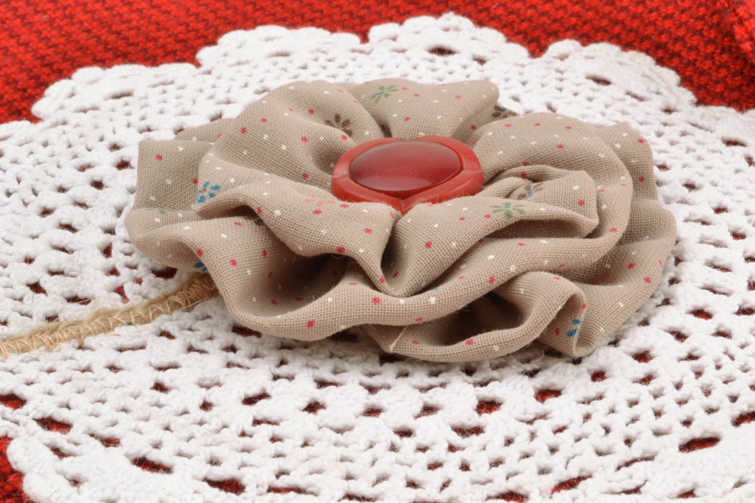 Sac rouge en tissu Fleur vintage  photo 2