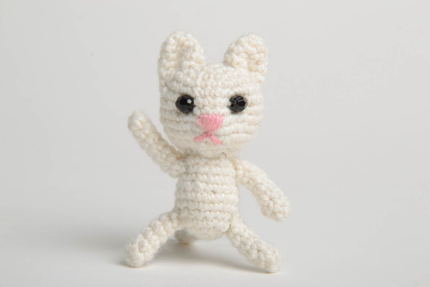 Handmade crocheted cat toy designer soft figurine unique present for children photo 2