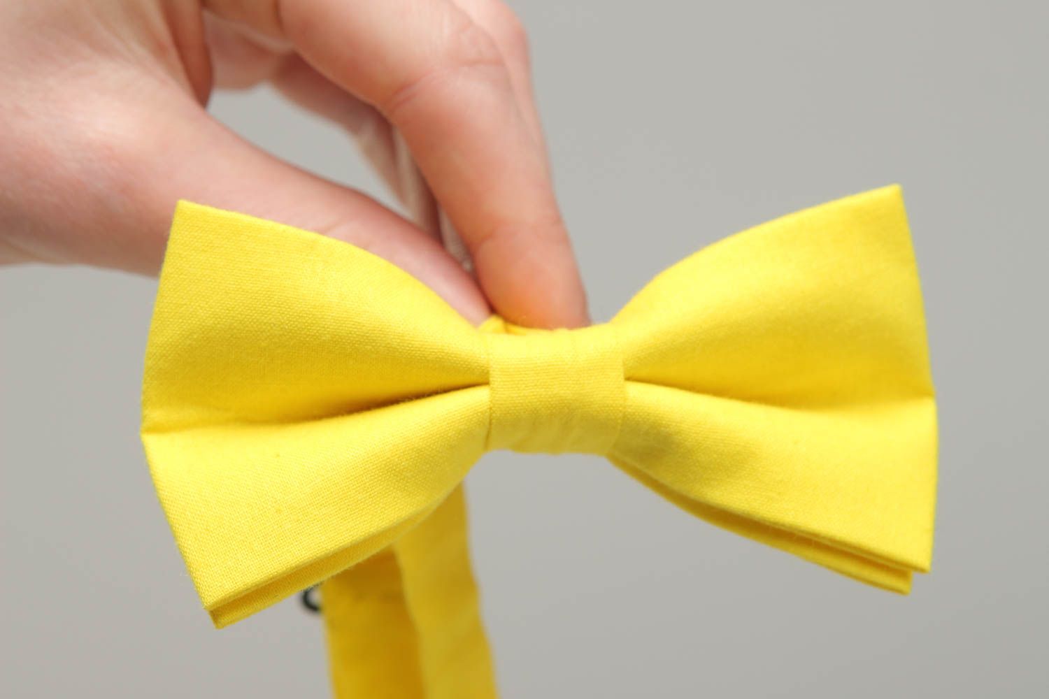 Bright yellow fabric bow tie photo 4