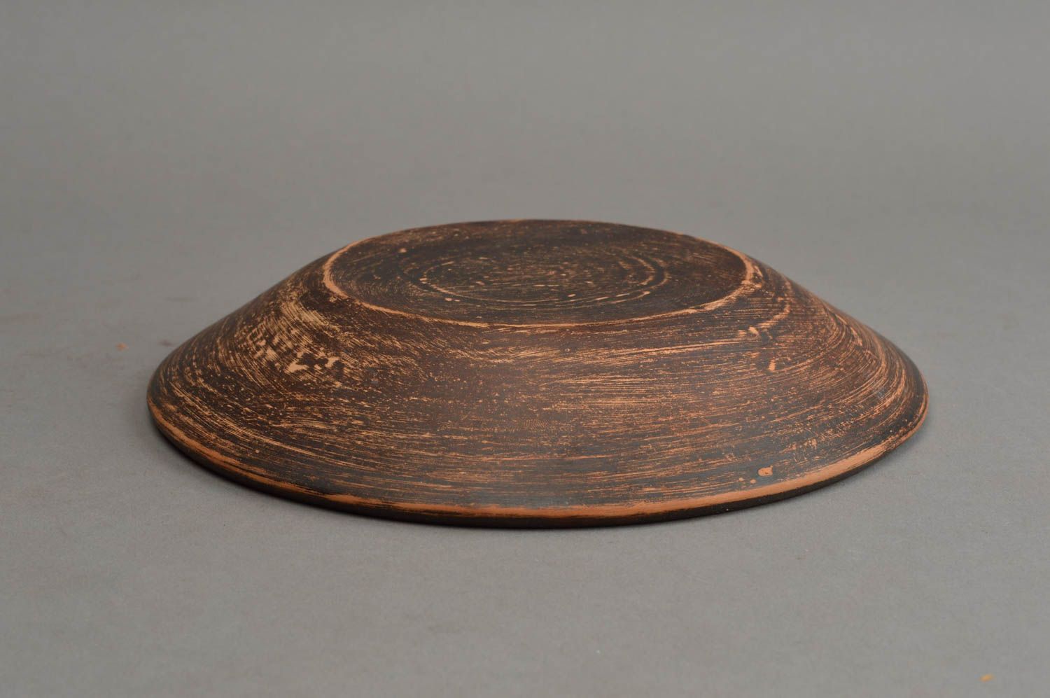 Assiette en argile rouge faite main brune design original vaisselle poterie photo 4