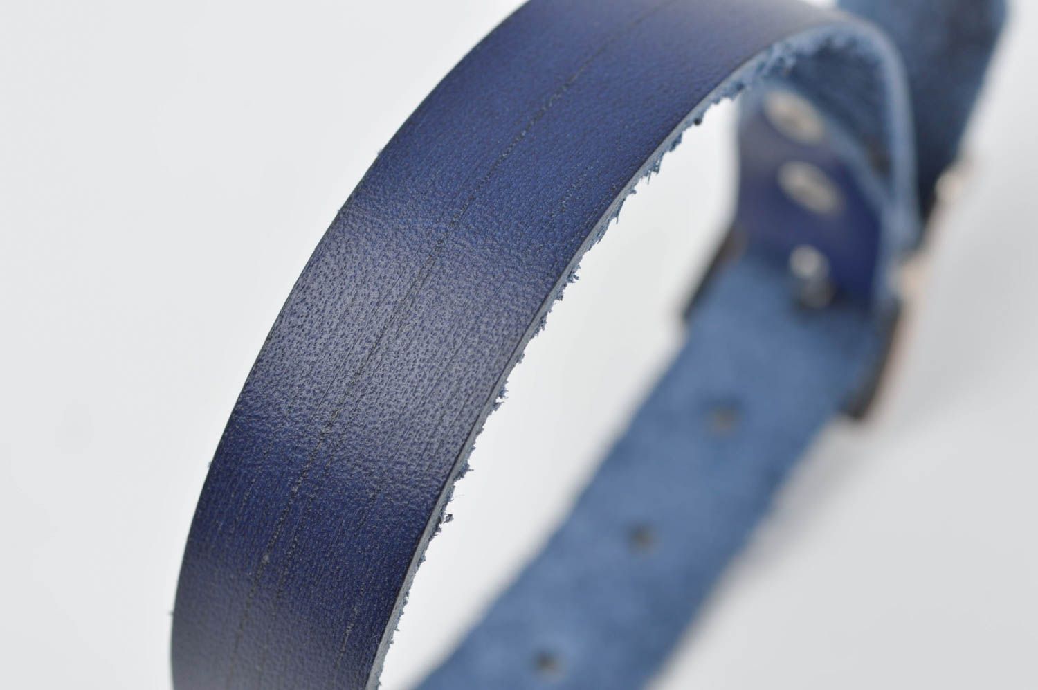 Handmade designer wrist bracelet unusual leather bracelet blue accessory photo 5