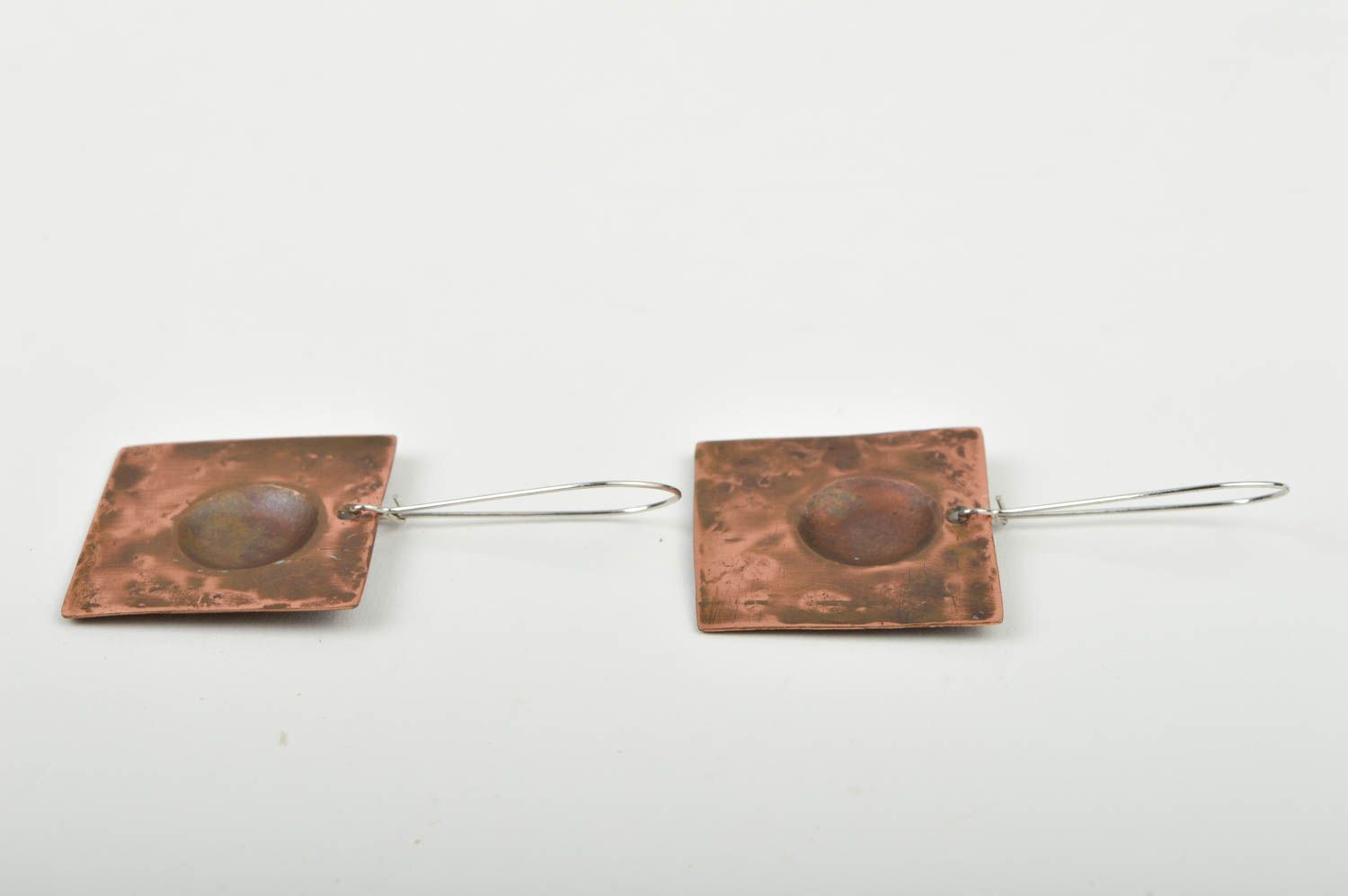 Handmade designer copper earrings square metal earrings beautiful accessory photo 5