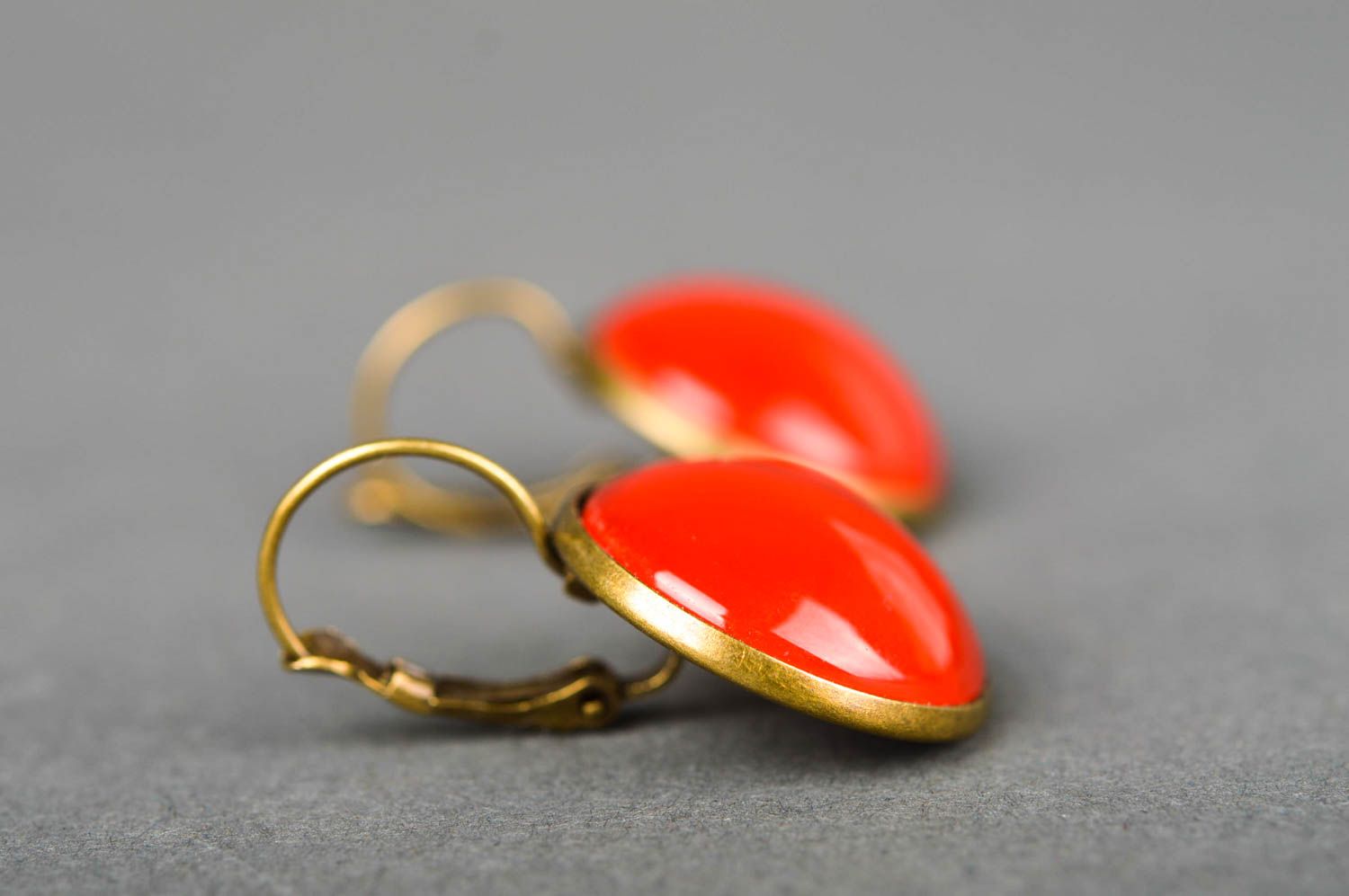Handmade large red earrings unusual massive earrings designer accessory photo 4