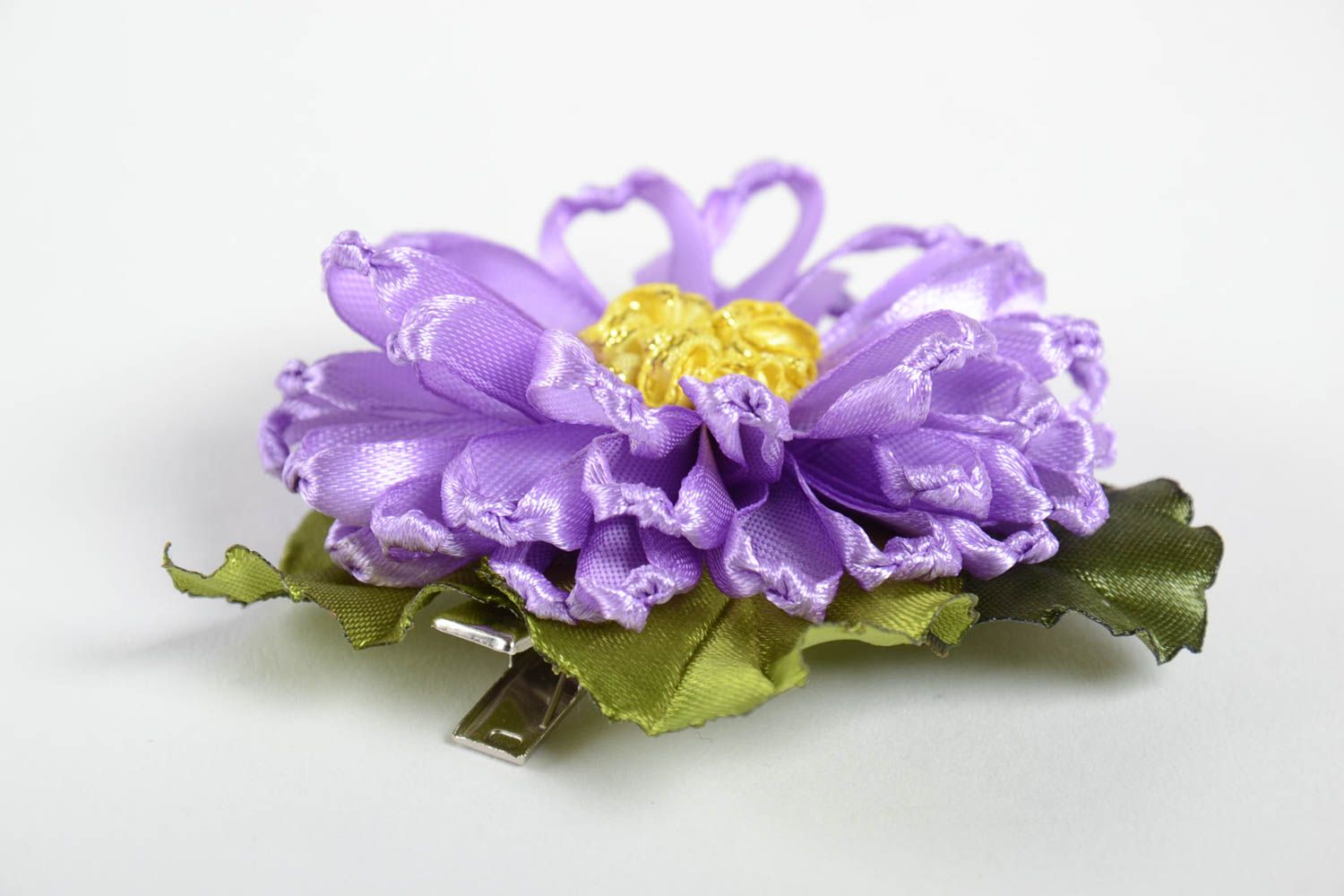 Handmade Haarspange Blume Damen Modeschmuck Accessoire für Haare lila foto 2