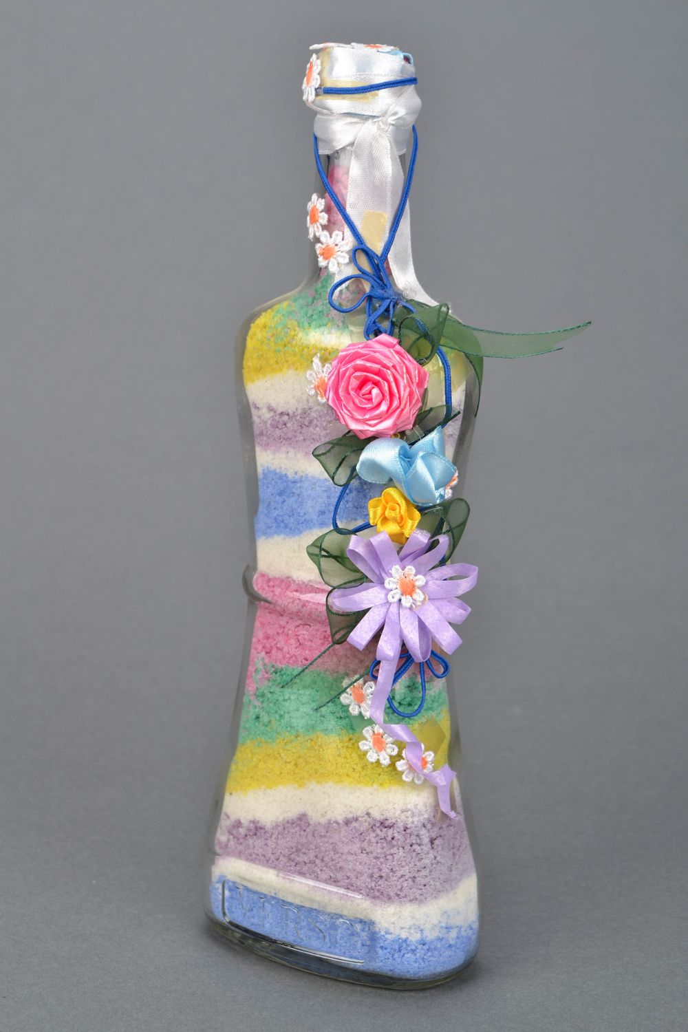 Botella decorativa con sal multicolor, regalo original foto 3