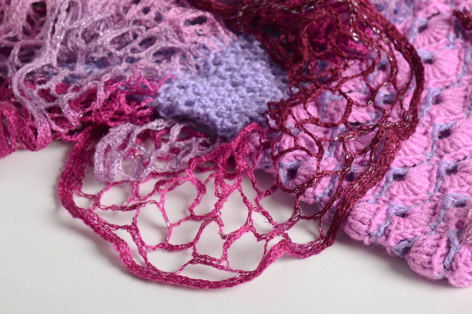 Jupe fille fait main Jupe tricot au crochet originale rose violet Vêtement fille photo 5