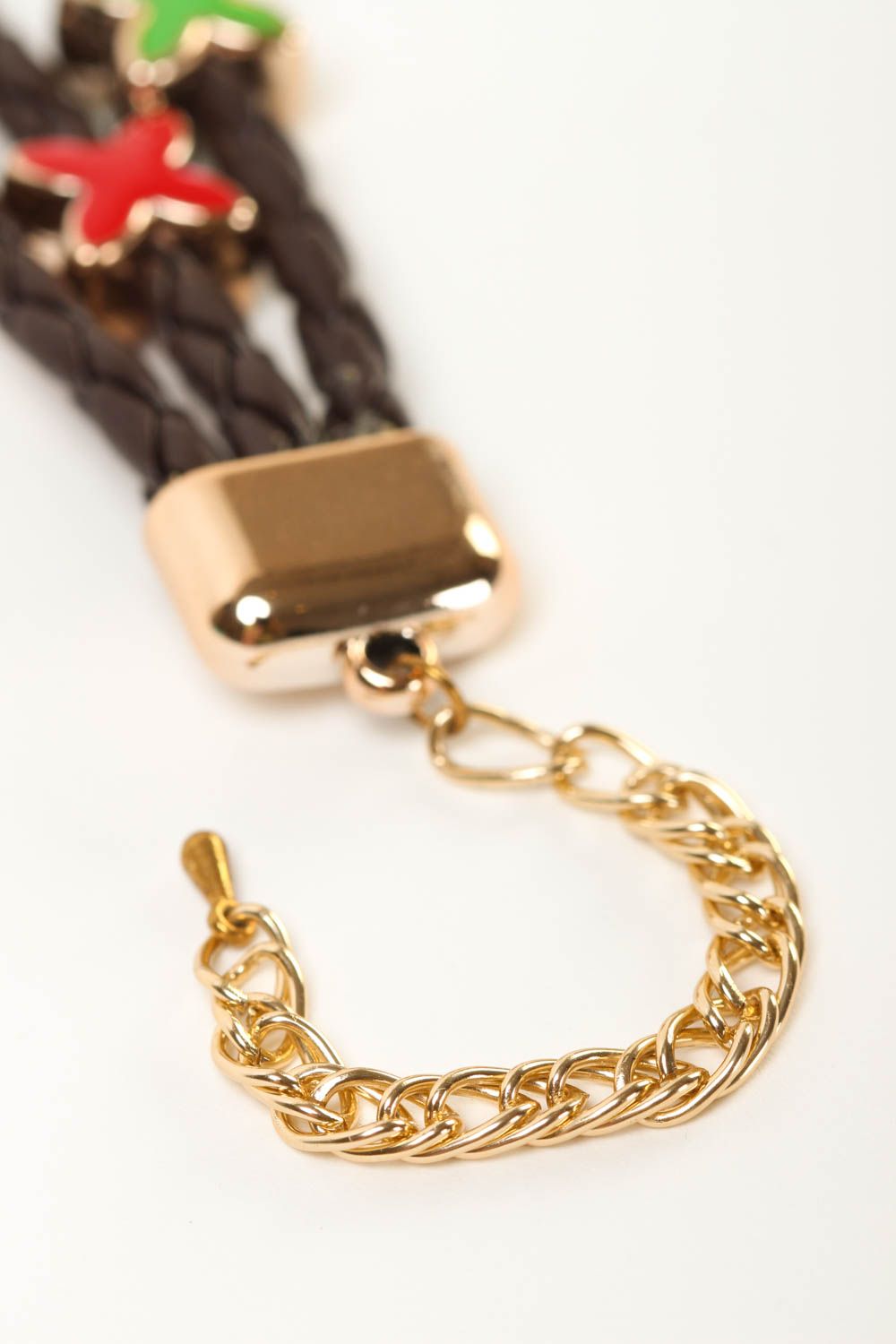 Bracelet noir Bijou fait main 3 rangs cordons de cuir Cadeau pour femme photo 3