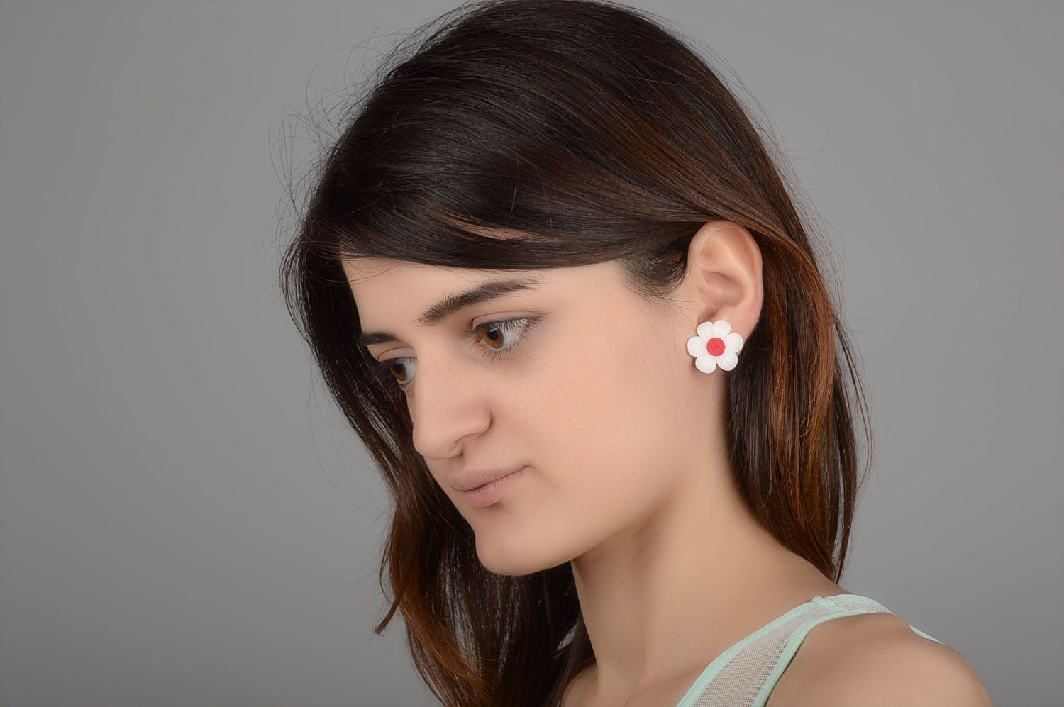 Flower jewelry handmade earrings polymer clay stud earrings best gifts for women photo 4