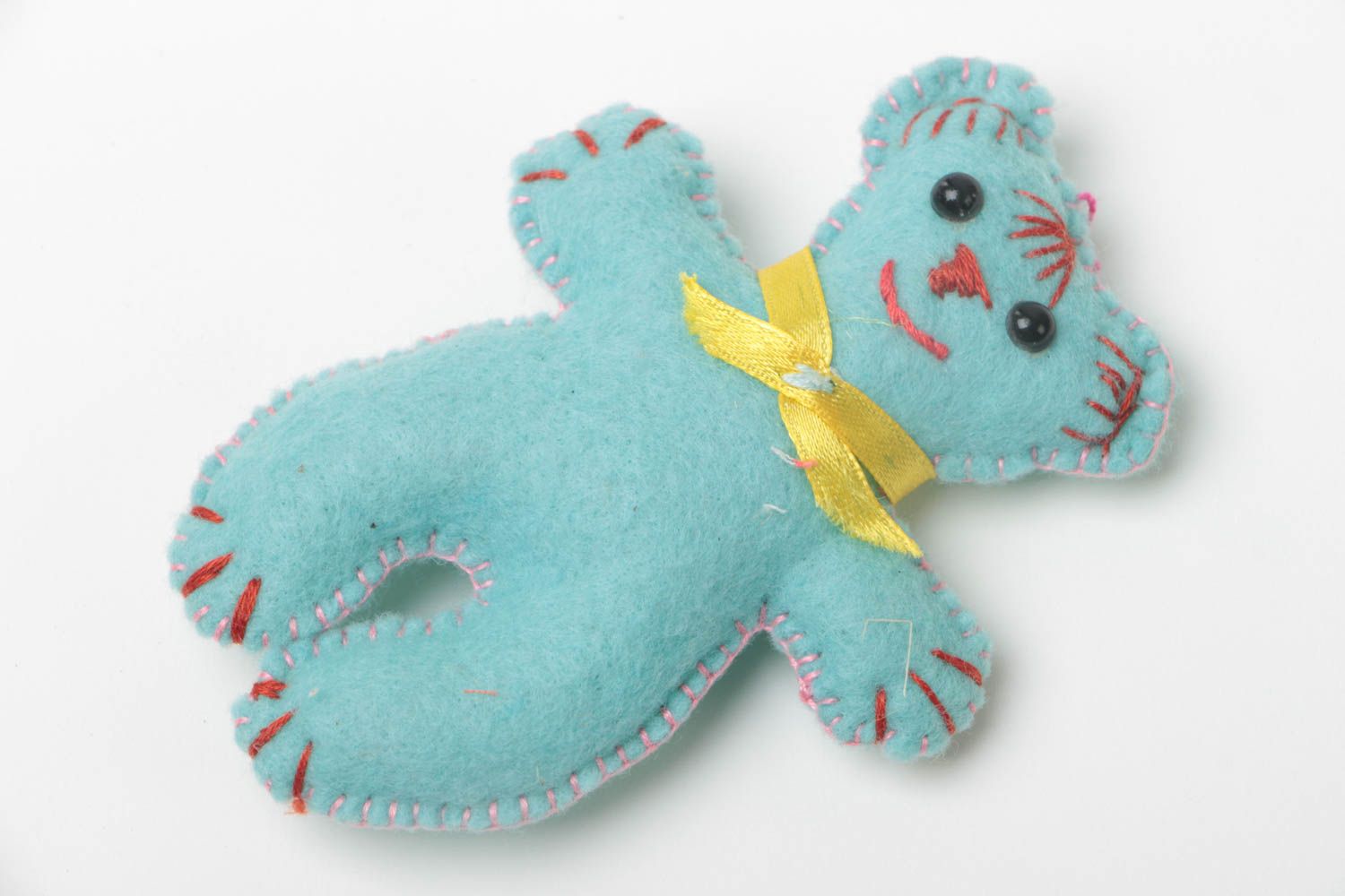 Handmade decorative blue soft toy fabric bear beautiful present for baby photo 2