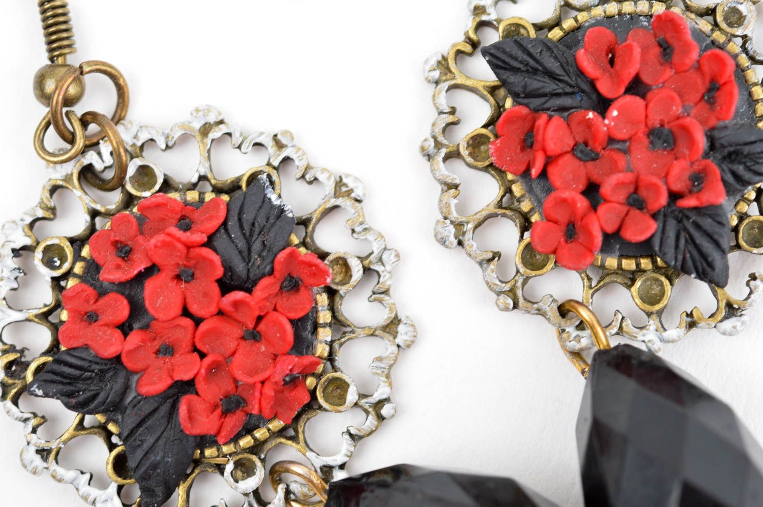 Handmade stylish cute earrings polymer clay earrings jewelry in vintage style photo 5