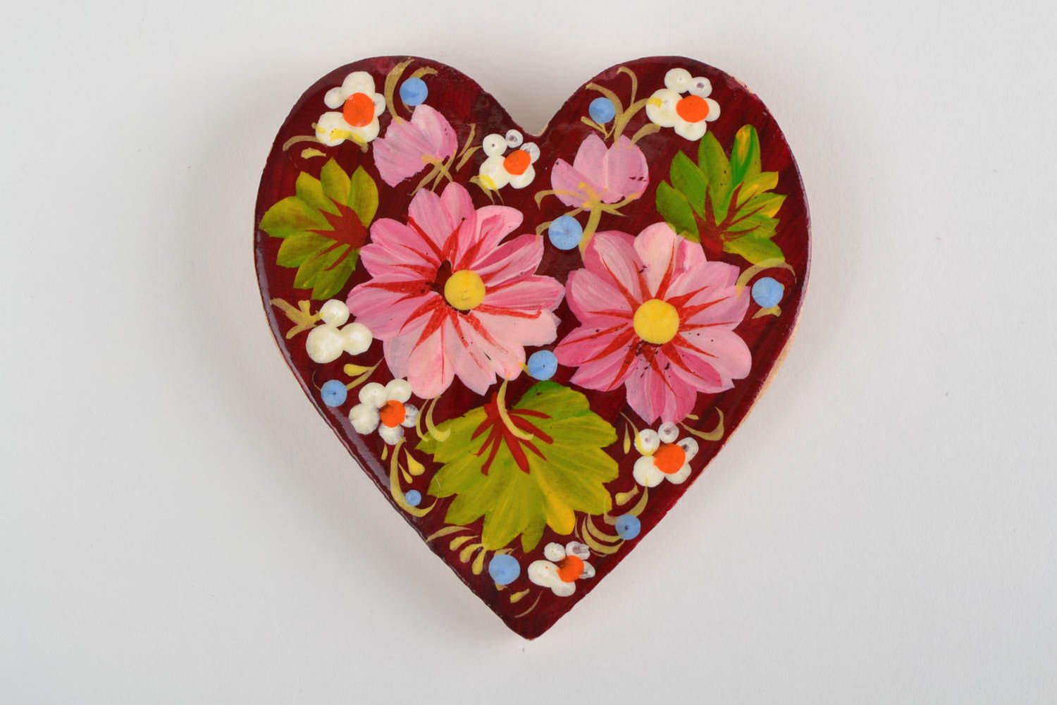 Magnet frigo fait main Aimant frigo bois peint forme d coeur Déco cuisine design photo 5