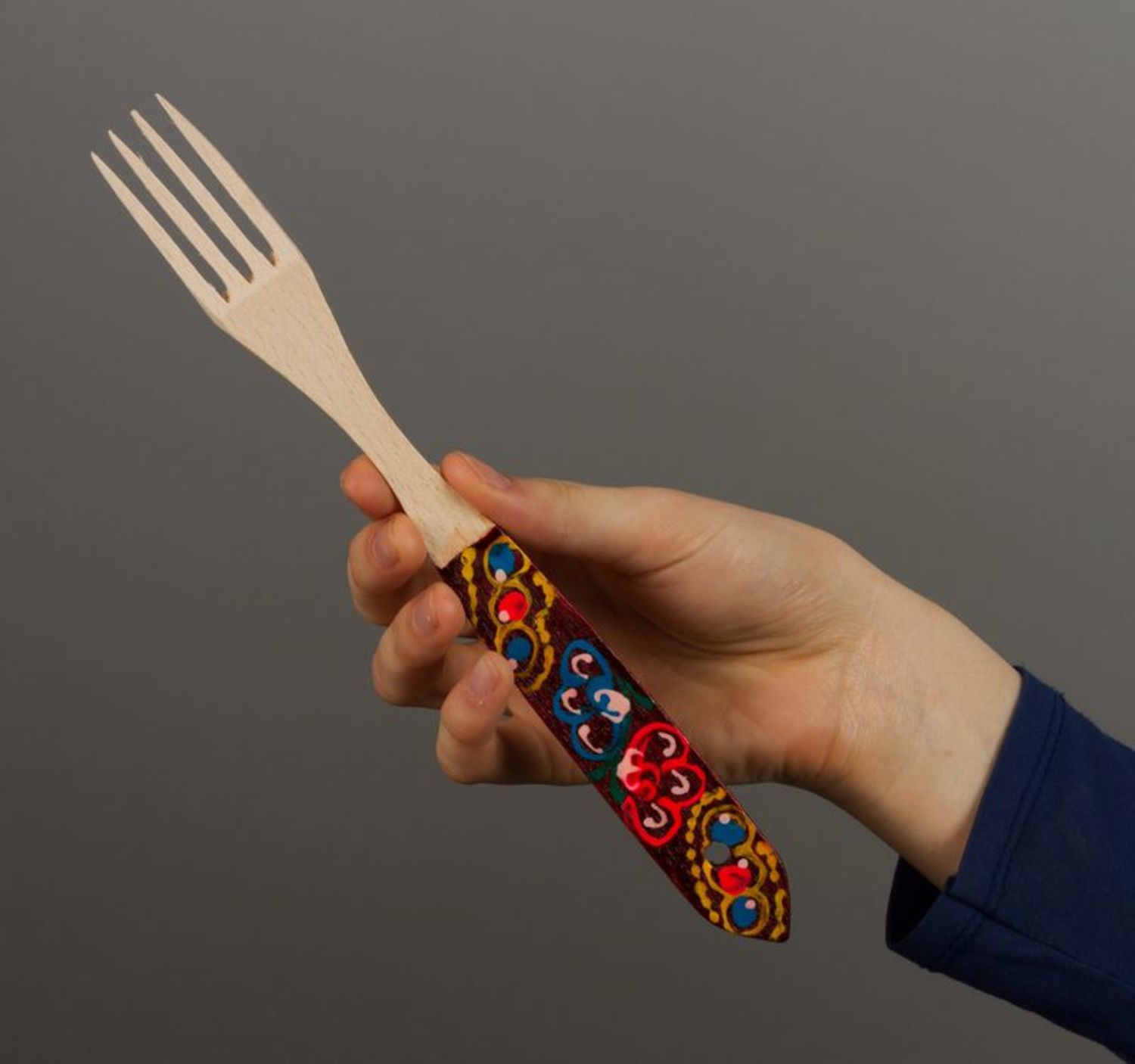 Handmade wooden fork in ethnic style wooden cutlery decorative fork for kitchen photo 2