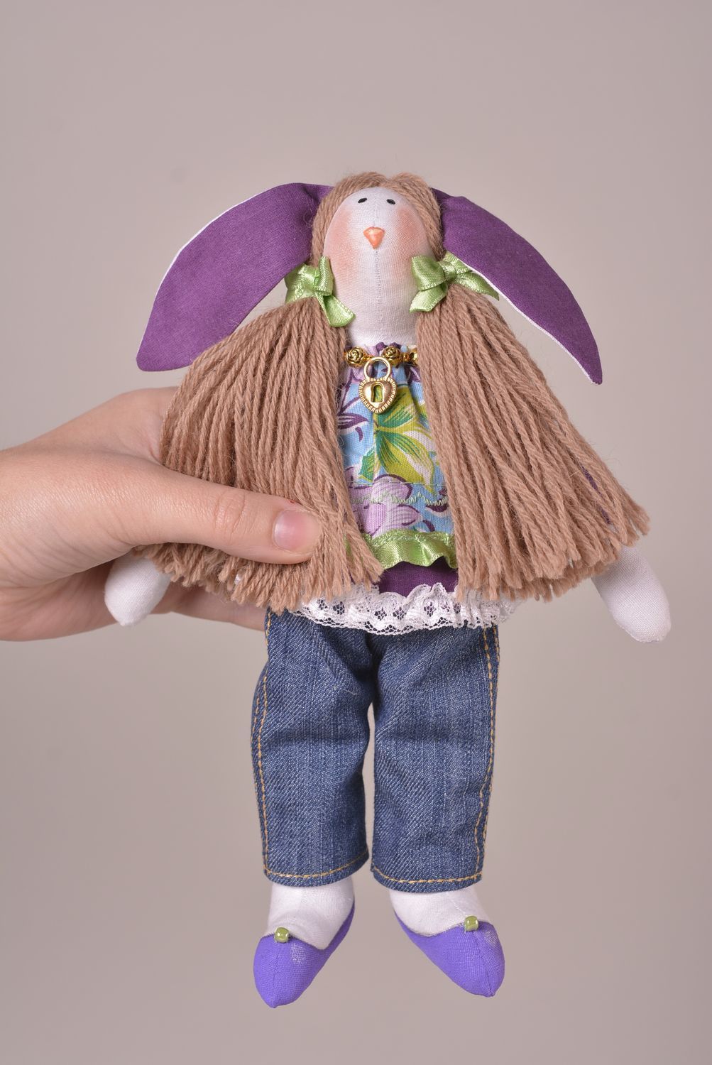Игрушка заяц ручной работы авторская игрушка из ткани для дома стильный подарок фото 3