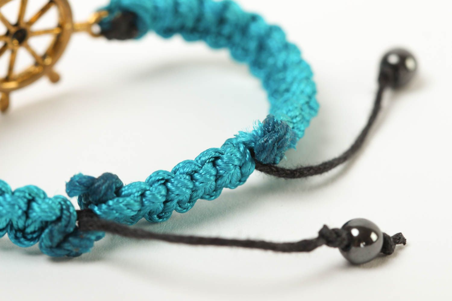 Браслет ручной работы браслет из шнурков голбуого цвета плетеный браслет фото 4