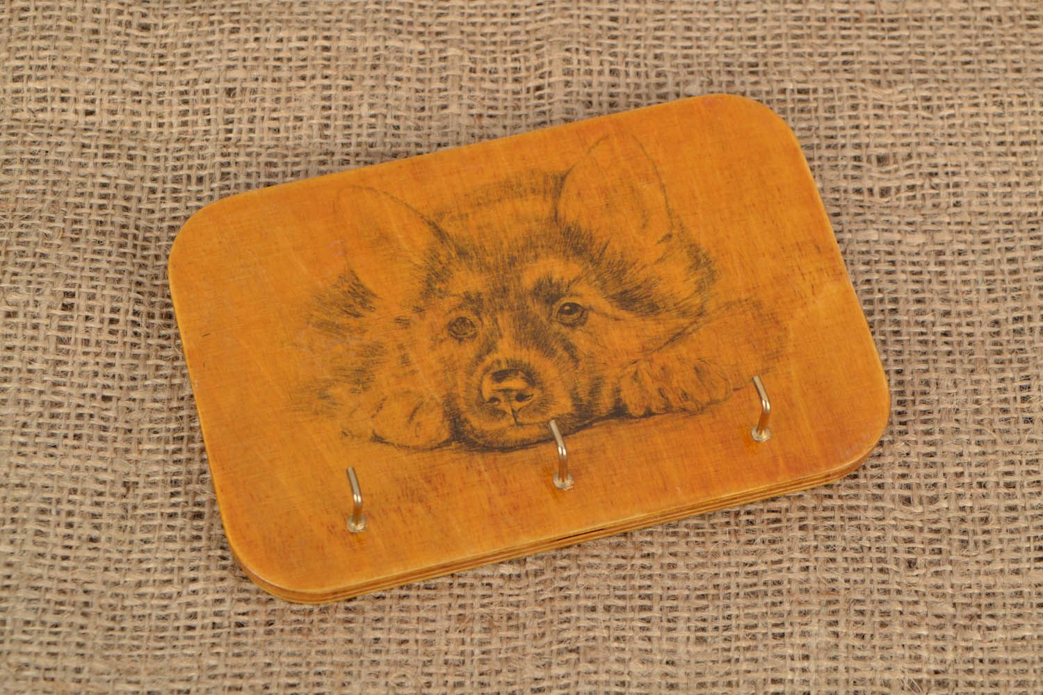Wandhaken für Schlüssel aus Holz Hund foto 1