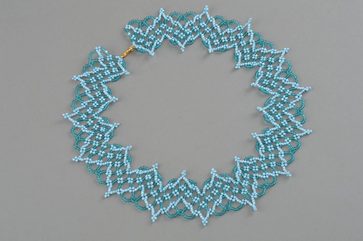 Glasperlen Halskette in Blau Designer Collier handmade zart elegant stilvoll foto 2