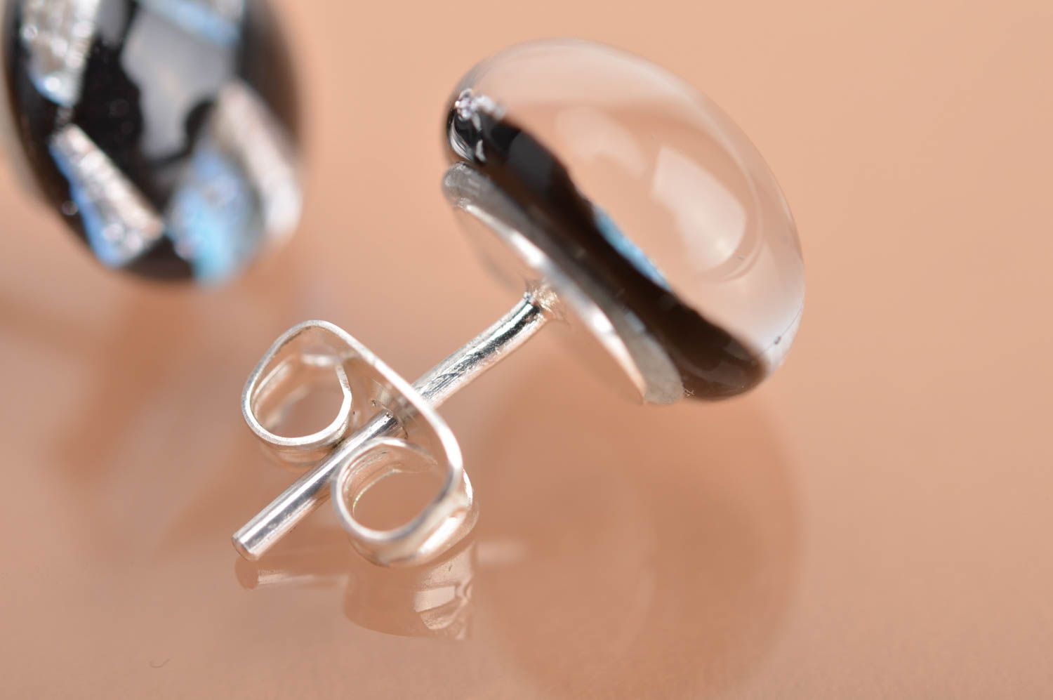 Handmade Glas Ohrstecker ausgefallener Ohrschmuck Accessoire für Frauen Schach  foto 5