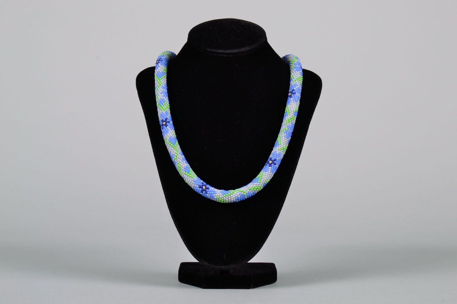 Collier en perles de rocaille fait main bleu vert accessoire pour femme photo 2