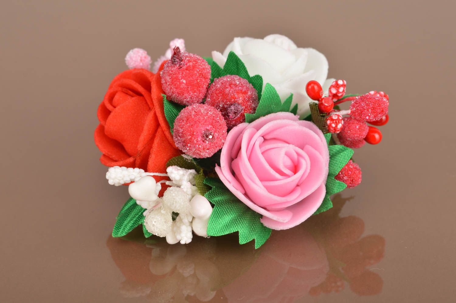 Beautiful handmade plastic flower barrette hair clip flowers in hair gift ideas photo 2