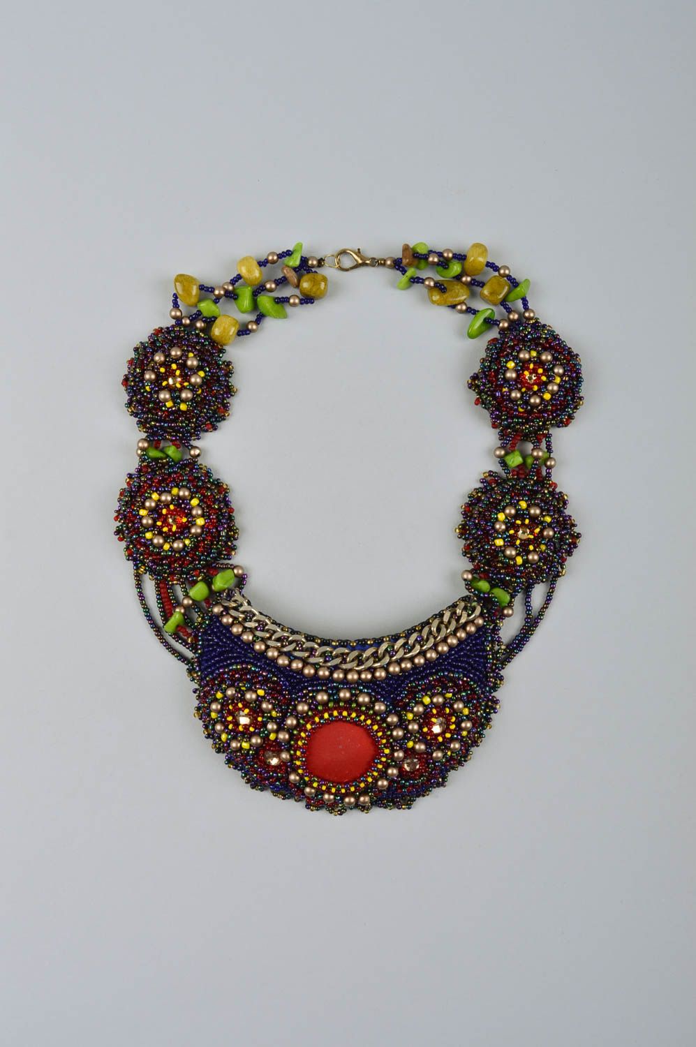 Colorful neck accessory handmade beaded necklace designer embroidered necklace photo 2
