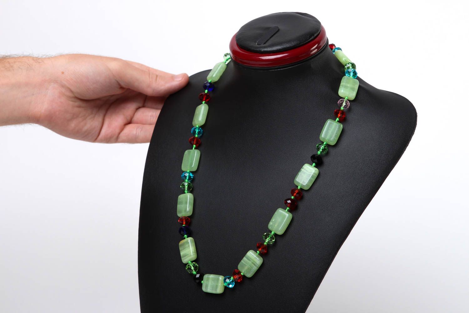 Modeschmuck Halskette handgeschaffen Damen Halskette effektvoll Perlen Schmuck foto 5
