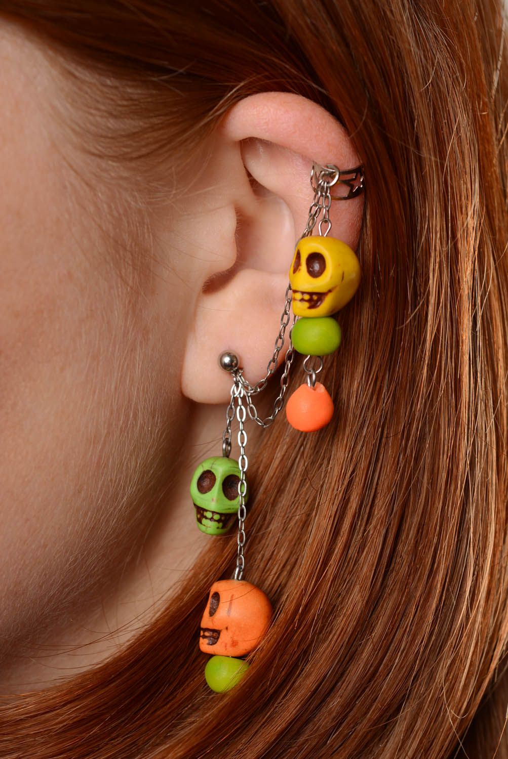 Cuff earrings Skull photo 3