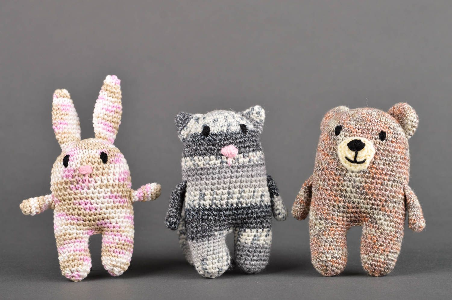 Juguetes hechos a mano 3 juguetes para niños regalos originales Liebre oso gato foto 2