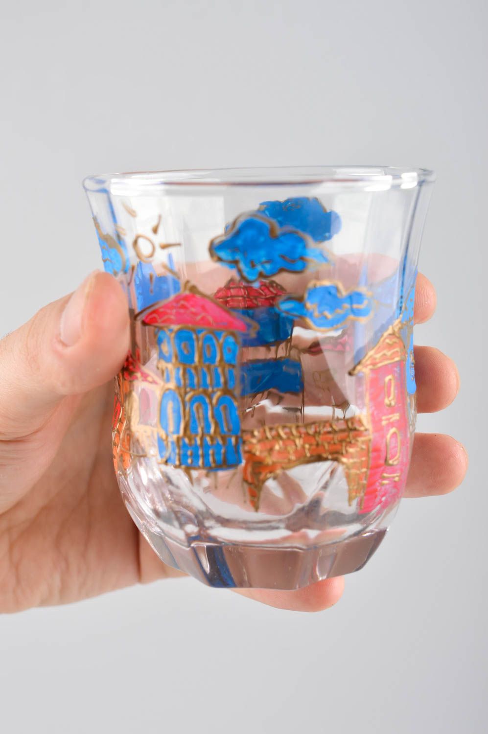 Стеклянный стакан ручной работы посуда стеклянная авторская расписная посуда фото 5