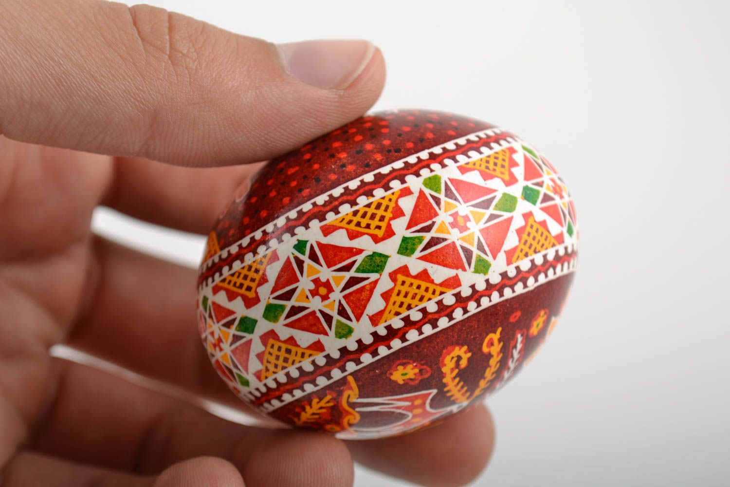 Handmade bright painted Easter egg with birds pattern home decor photo 2