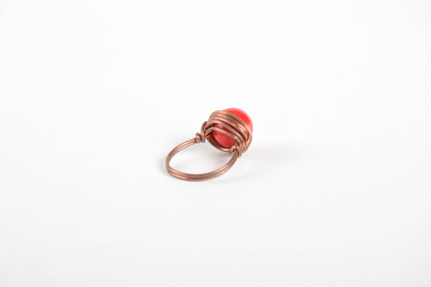 Красивое кольцо ручная работа украшение в технике wire wrap медное кольцо фото 4
