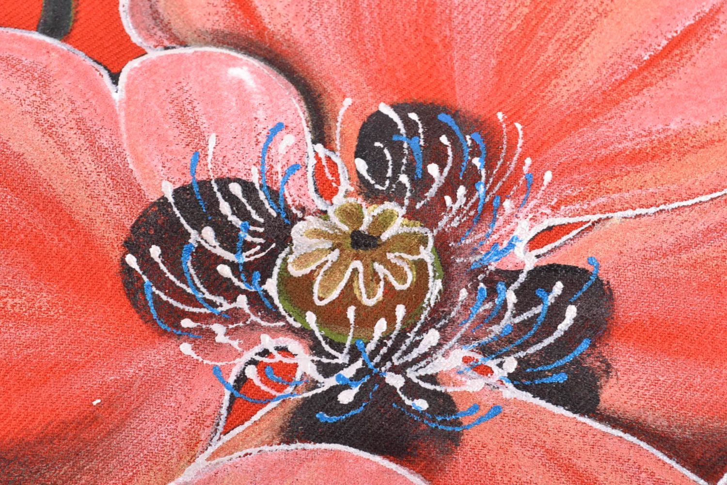Châle en cachemire avec peinture à fleurs écarlate faite à la main de créateur photo 3