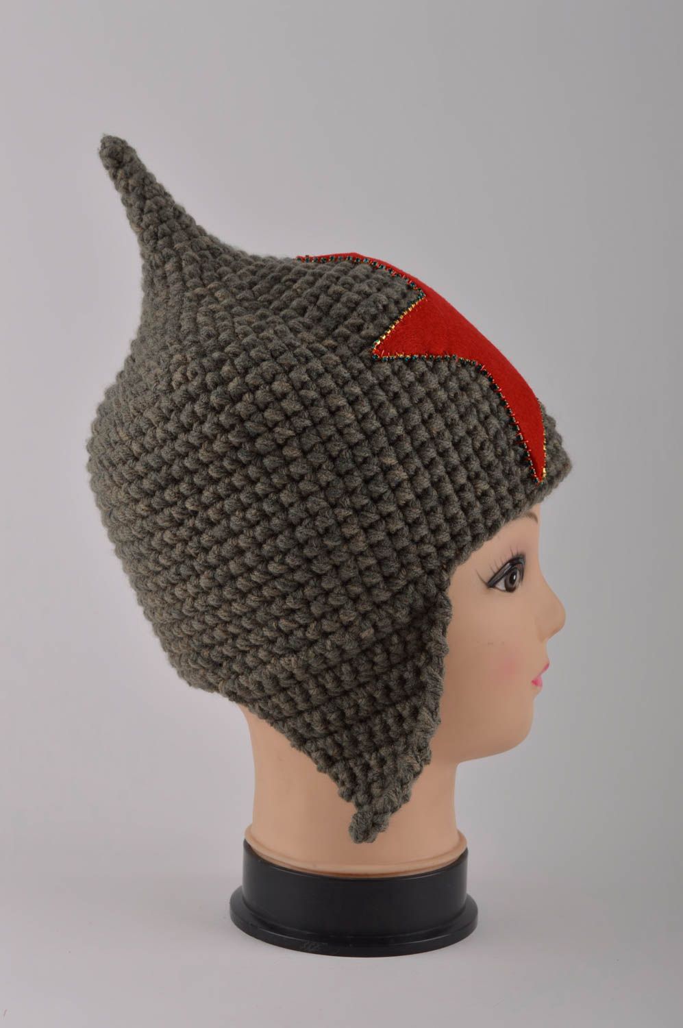 Chapeau cache oreille fait main Bonnet tricoté avec étoile Vêtement pour femme photo 4