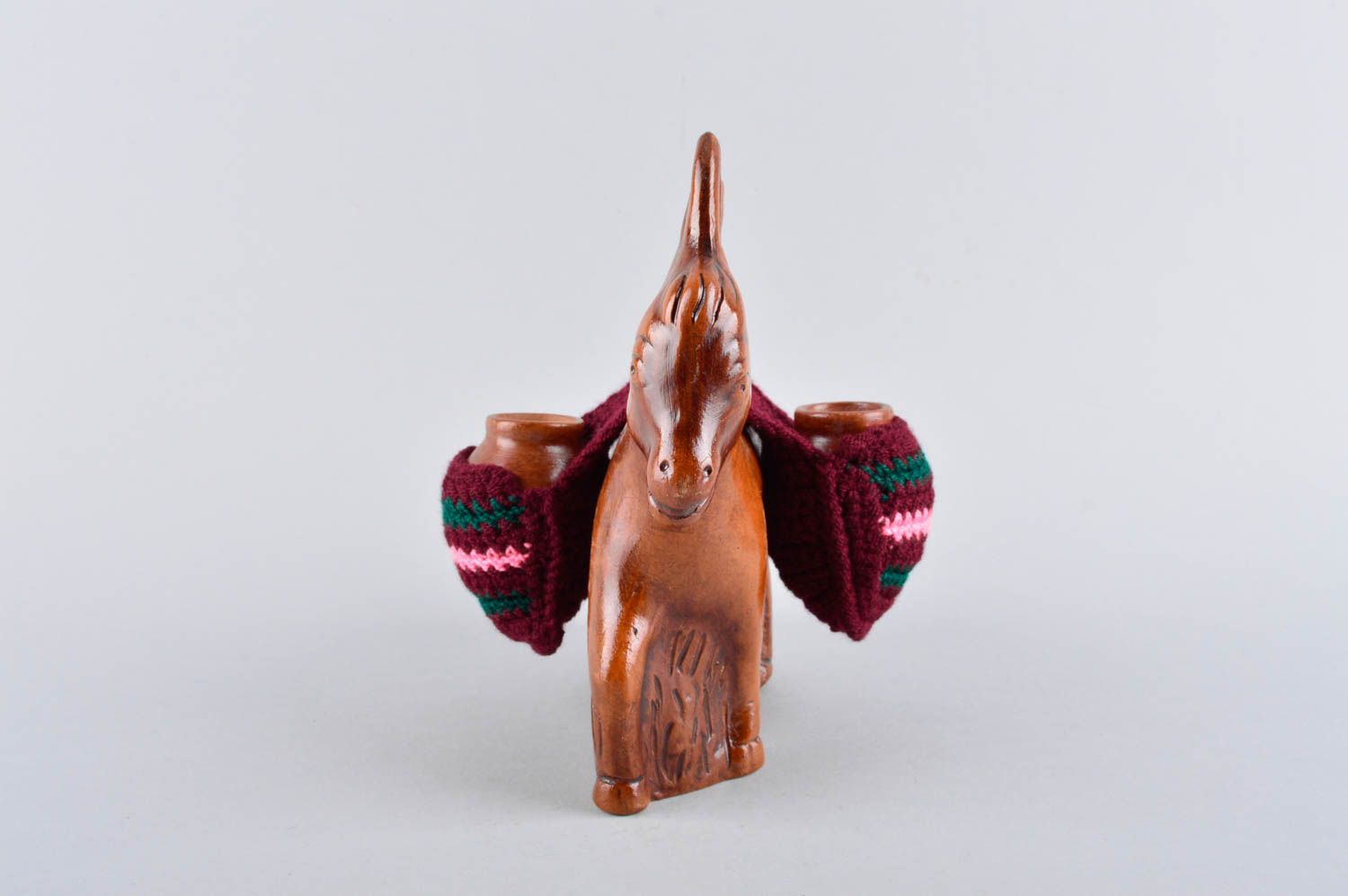 Handmade Keramik Figur Esel Trinkbecher Ton Set 2 Stück ausgefallenes Geschenk foto 4