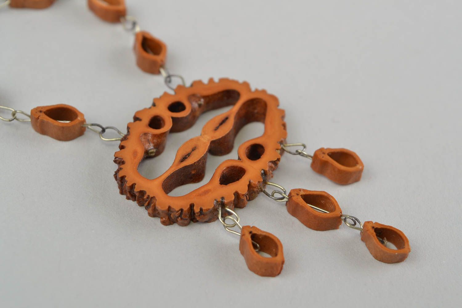 Beautiful handmade botanical necklace walnut jewelry fashion accessories photo 2